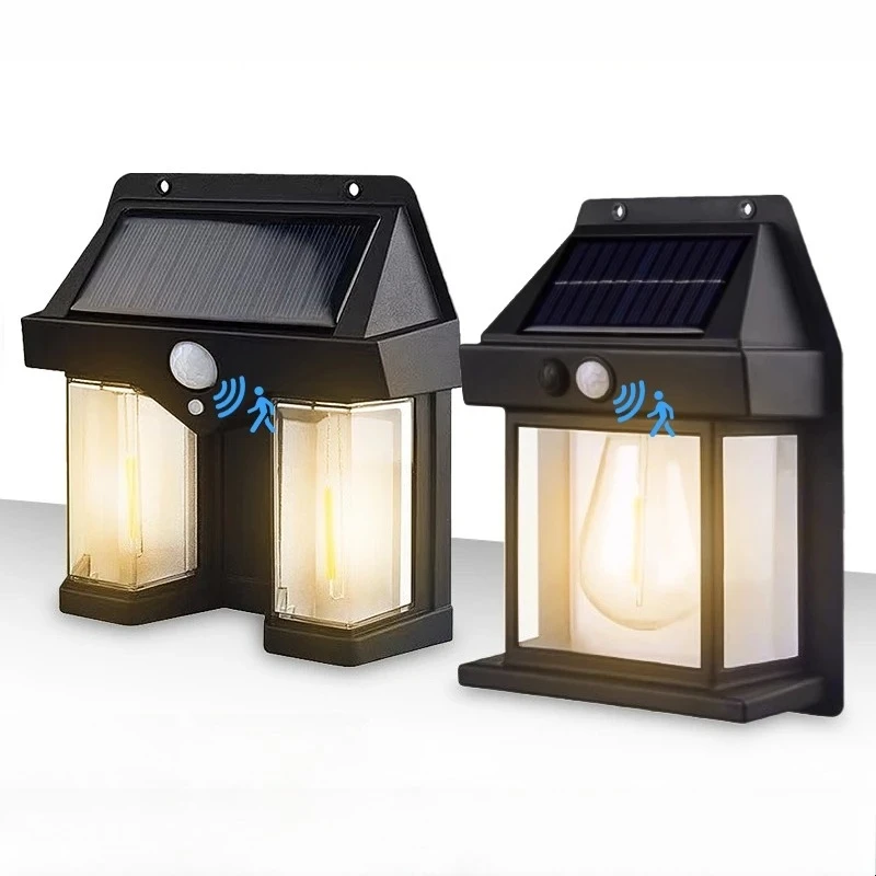 

Outdoor Solar Wall Lights Waterproof Porch Lights with 3 Modes Motion Sensor Fence Lantern Lights for Outside Backyard Decor