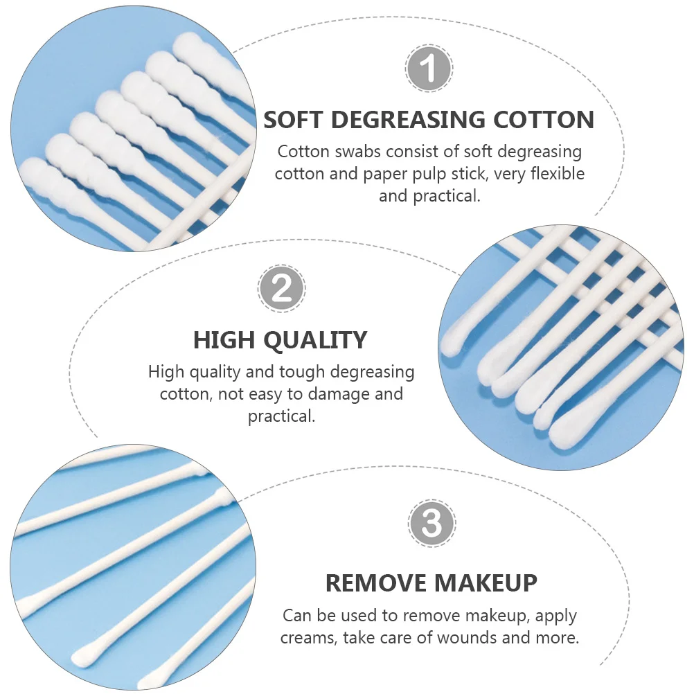 200 قطعة من مسحات القطن للاستعمال مرة واحدة عصا ورقية مزدوجة الأطراف عالية الجودة من القطن لإزالة الشحوم لصالونات التجميل والعناية بالجروح المنزلية