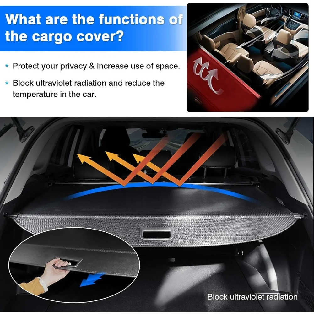 غطاء صندوق السيارة قابل للسحب لتضاريس تشيفي إكوينوكس/جي إم سي، حماية لأمتعة البضائع في جميع الأحوال الجوية