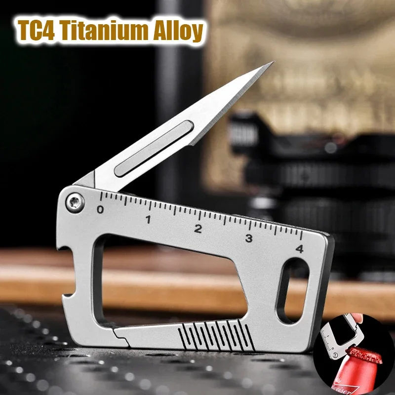 Aluminum Alloy Key Chain Knife Detachable NO.11 Blade Ruler Bottle Opener Etc Multifunctional Utility Knife Men\'s Car Key Latch