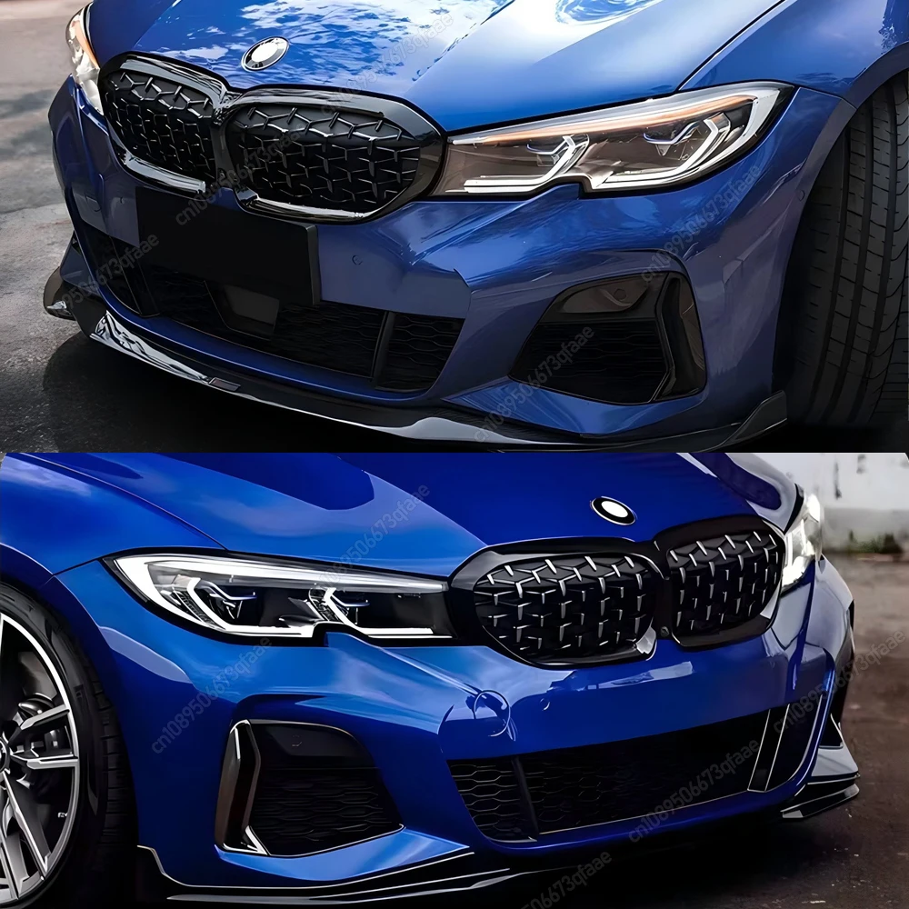 

For BMW 3 Series G20 G21 2019-2022 Pre-LCI Car Front Bumper Racing Grille Diamond Meteor Style ABS Gloss Black Bodykits Tuning