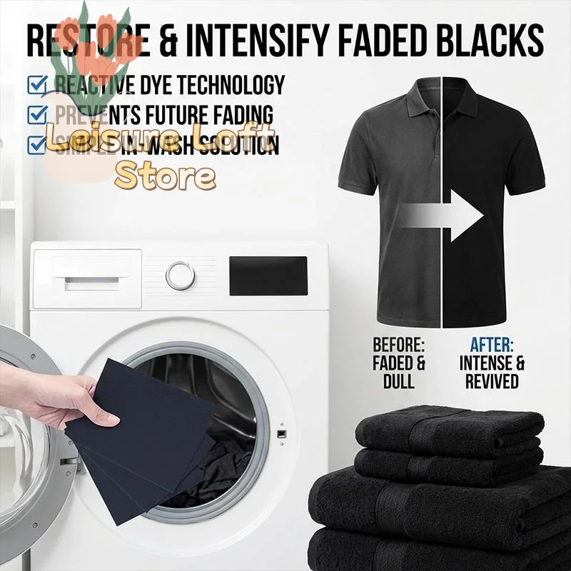 20/50PCS Fading Fix Clothing Color Restoring Sheets Black Long Lasting for Home Laundry Room Daily Use