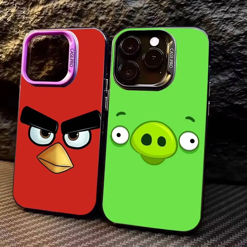 

A-angry-B-Bird- Game Phone Case For iPhone17,16,15,14,13,12,11 Plus,Pro Max Colored Silver Plated Inside Cover