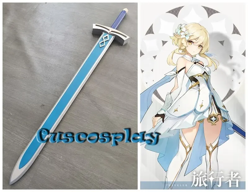 Game Genshin Impact Lumine Aether Cosplay Sword Traveler Costume Cosplay Replica Weapon Halloween Carnival Hand Made Props PVC