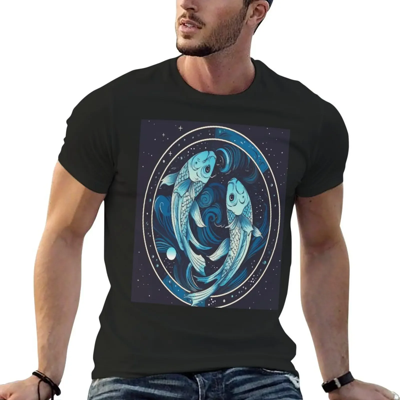 Pisces the Fish T-Shirt sublime vintage clothes anime figures mens clothes