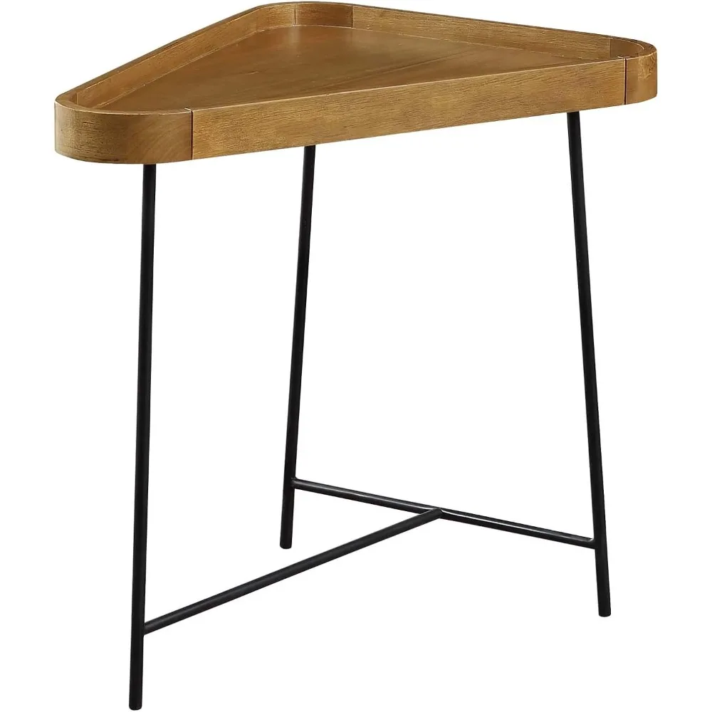 

Lunar Triangle Wedge End Table 27" - Modern Side for Living Room with Iron Hairpin-Style Legs, Industrial Table for