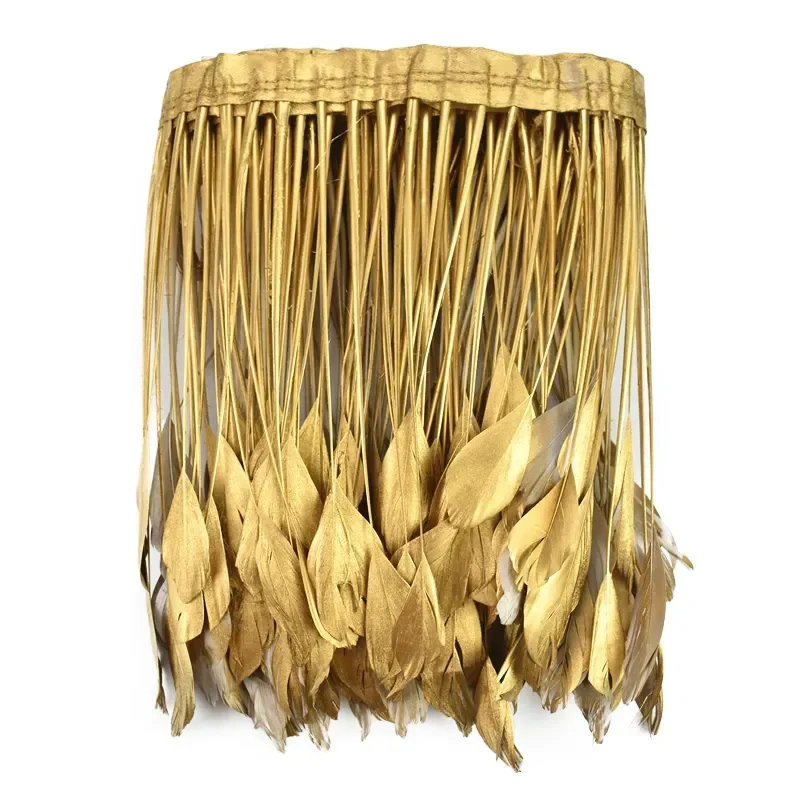2 Meter Gold-Silber-Gänsefeder-Hahnenfeder-Quasten-Fransen-Besatz, Nähzubehör, Bänder, DIY-Dekorationen, Dekor für Kleidung – Detail 7