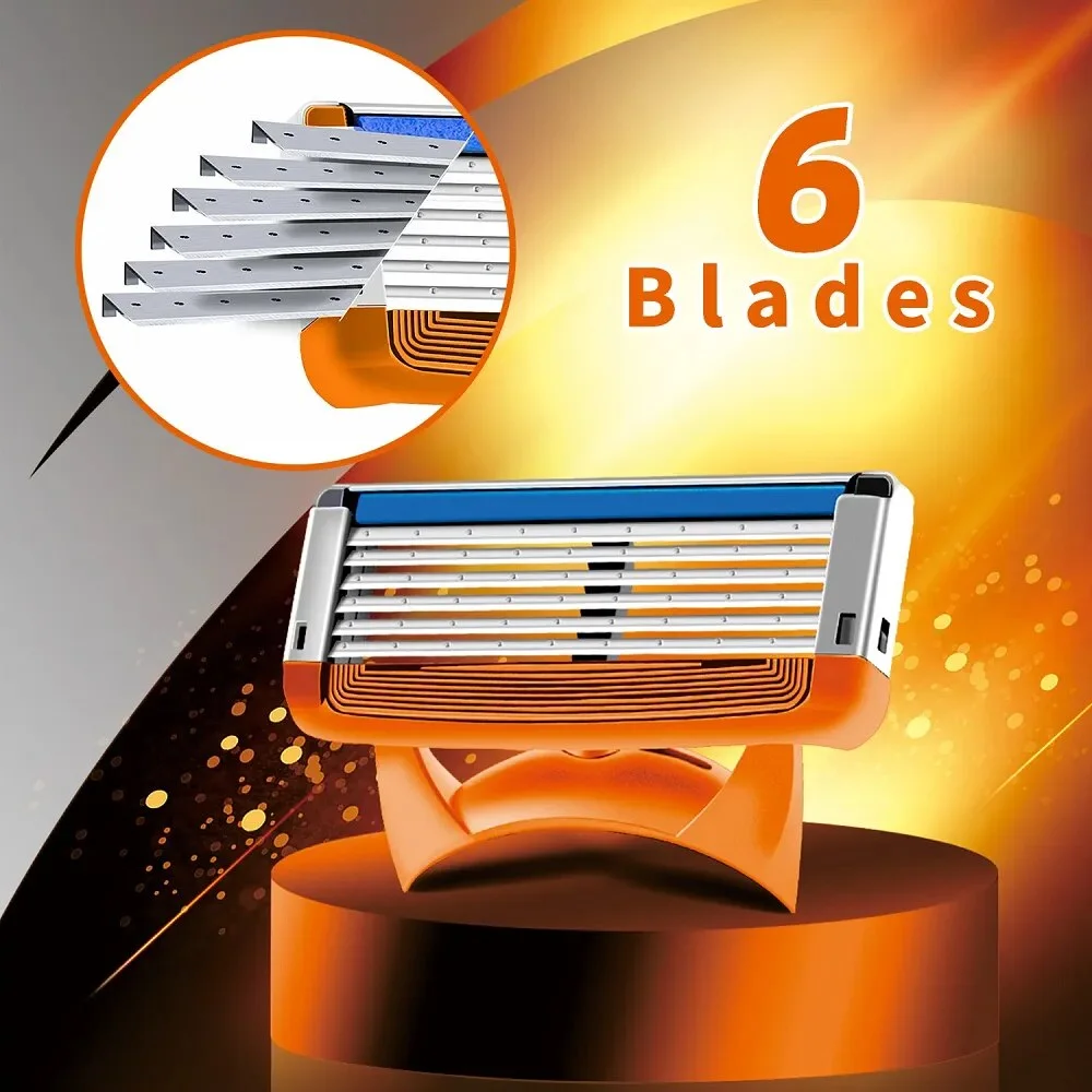 High Quality Men Safety Razor Blade 6-Layer Germany Stainless Steel Shaving Blades Replaceable Shaver Head
