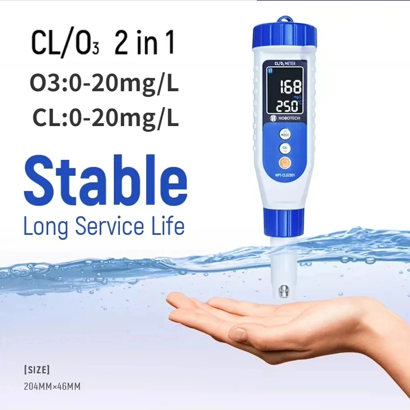 2 in 1 Pen Type Dissolved Ozone Meter 0-20mg/L Portable Residual Chlorine Detector CL O3 Ozone Detector Water Dissolved