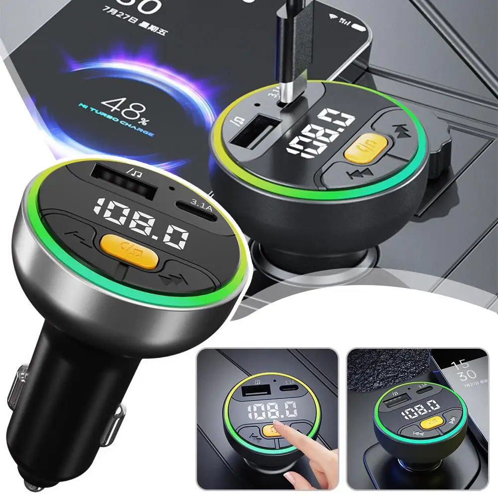 

Car FM Transmitter Bluetooth 5.3 Handsfree Wireless Radio C Auto Car Kit Car USB Mp3 Adapter Charger Fm Modulator Player K7W2