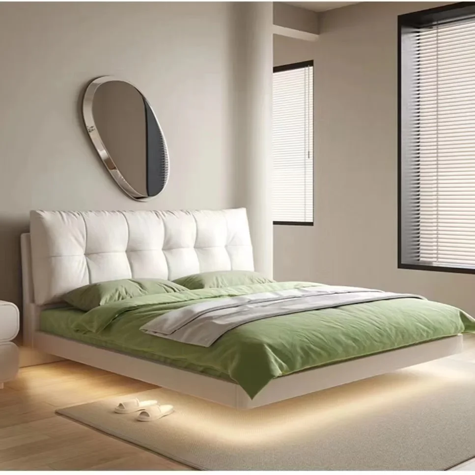 Luxury simple leather bedroom modern simple Internet celebrity caterpillar master bedroom wedding bed