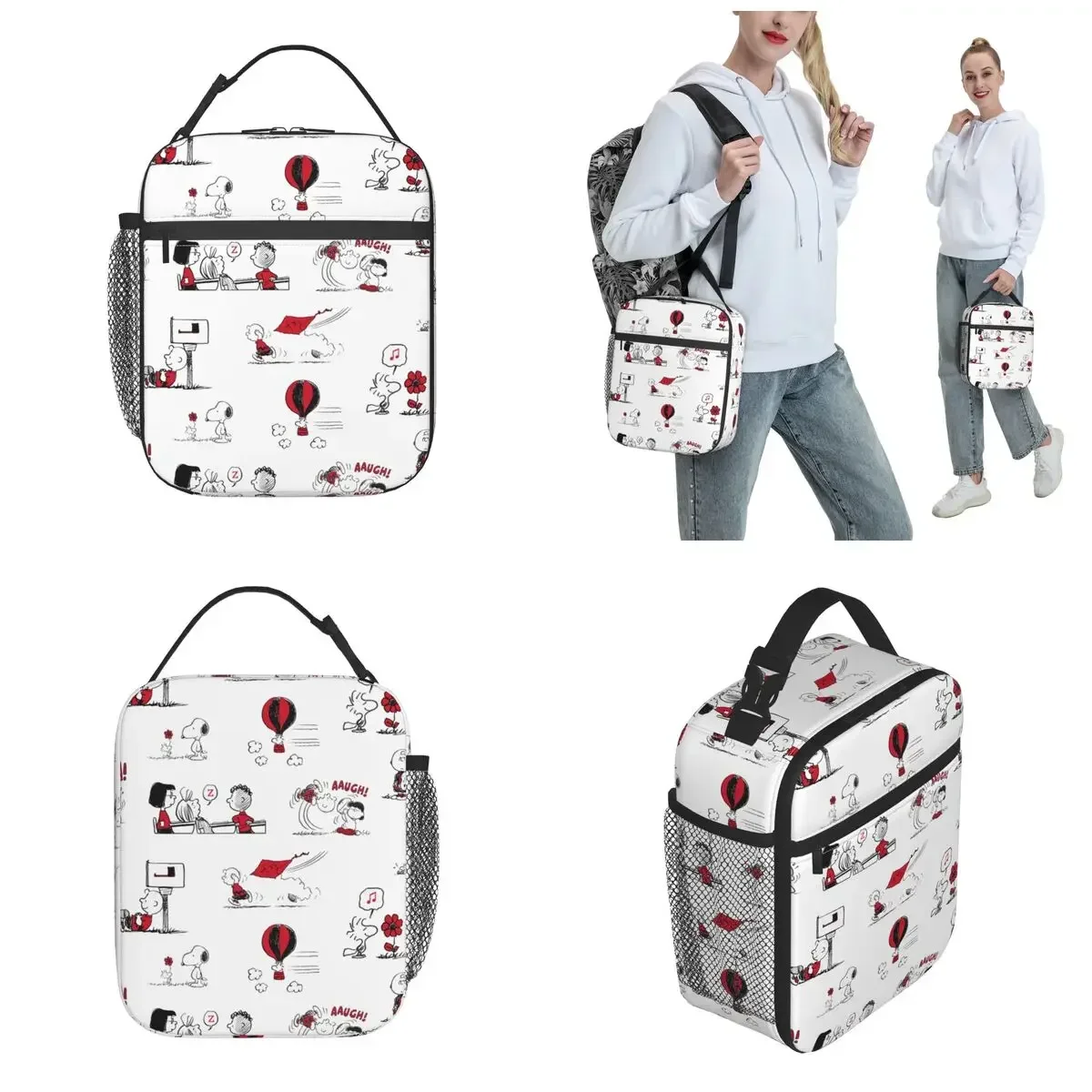 

Peanuts Cute Cartoon Insulated Lunch Bags Cooler Bag Reusable Leakproof Tote Lunch Box Food Handbags Work Picnic