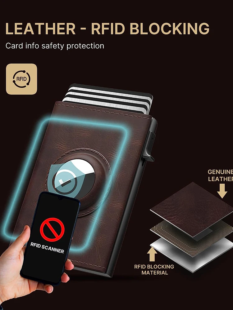 Smart Wallet for Men RFID Blocking Slim Carbon Fiber AirTag Wallet