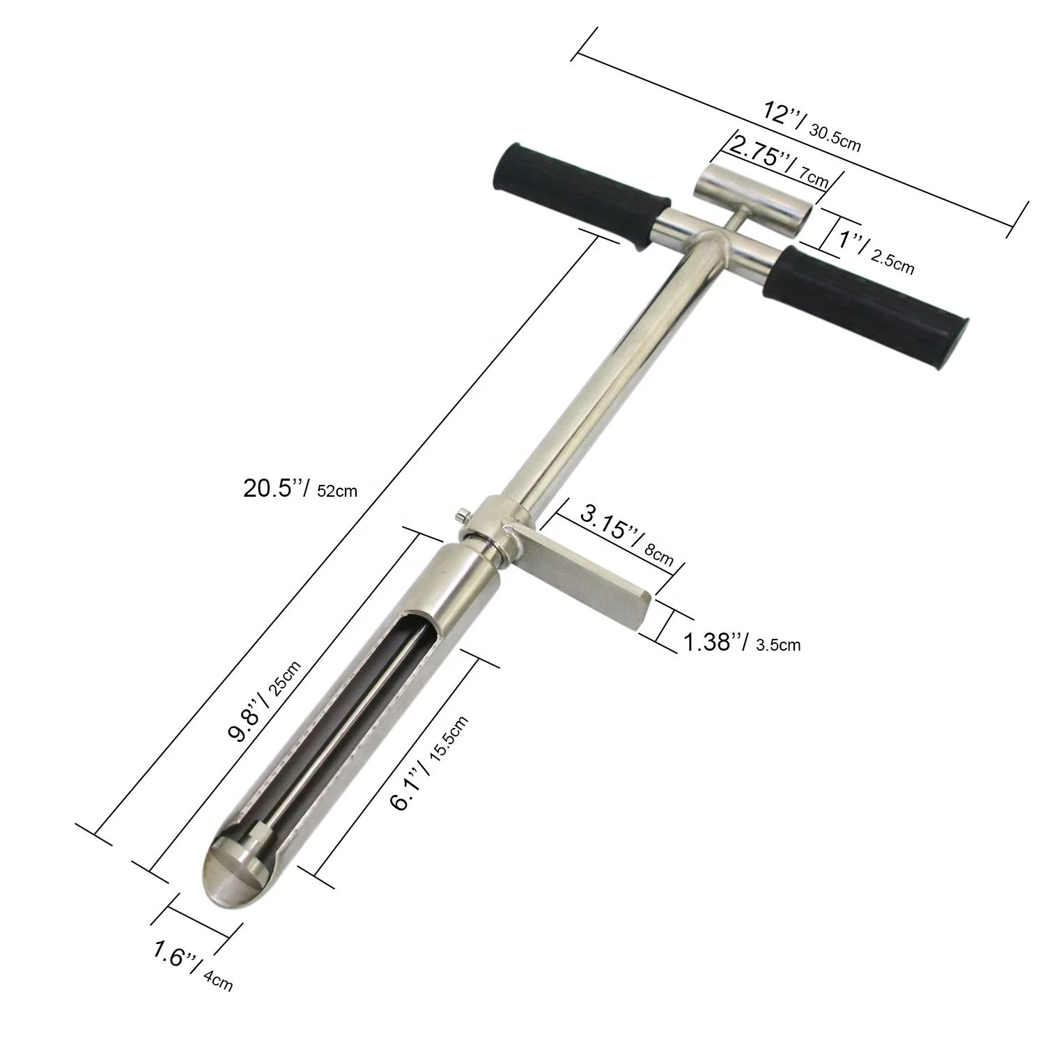 T-Handle Soil Sampler Probe Rod with Foot Pedal for Soil Sampling Plant Care Garden Lawn Farm