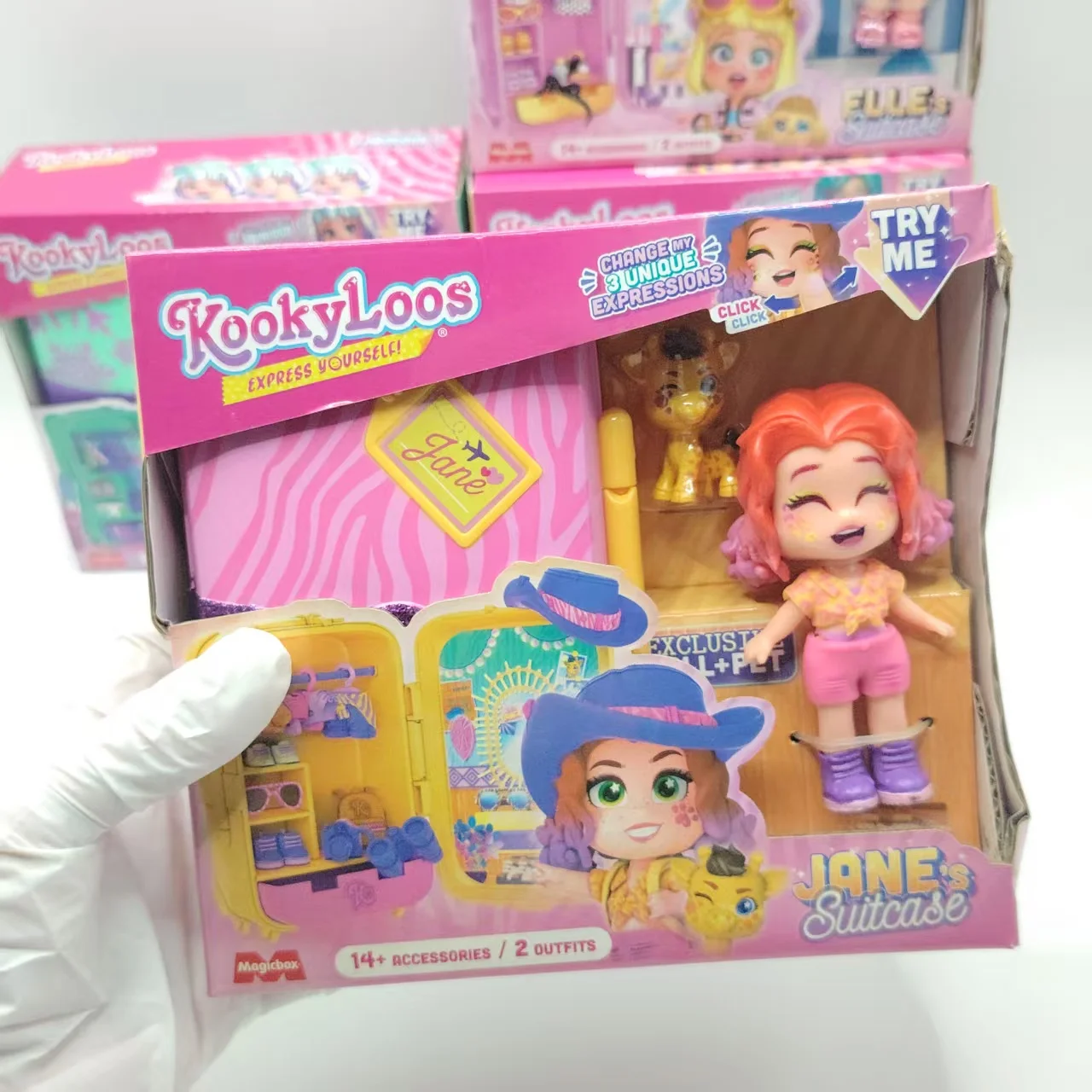 Kookyloos Suitcase Dolls Express Yourself Doll Set Change Expressions Outfits Headband and Dog Pet Girls Surprise Birthday Gift