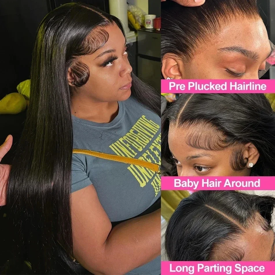 Brazilian Bone Straight Human Hair Wigs 360 Transparent Lace Frontal Wig for Women Lace Front Human Hair Wigs Pre Plucked Wig
