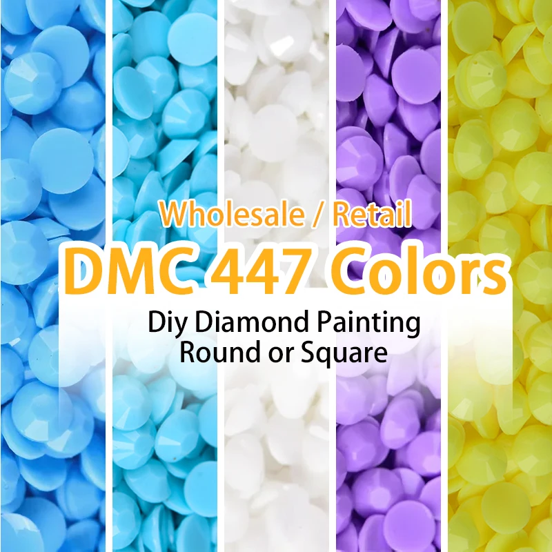 DMC Diamond Painting Drills Beads Square Round Full 447 Colors Rhinestones Mosaic Accessories Kits wholesale by numbers Crafts