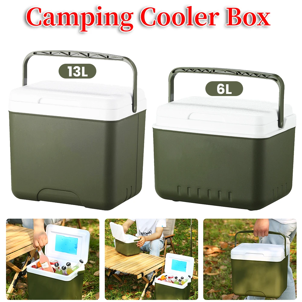 

6/13L Household Cooler Box Large Capacity Food Storage Box Heat Preservation Fresh-Keeping Incubator for Outdoor Camping Fishing