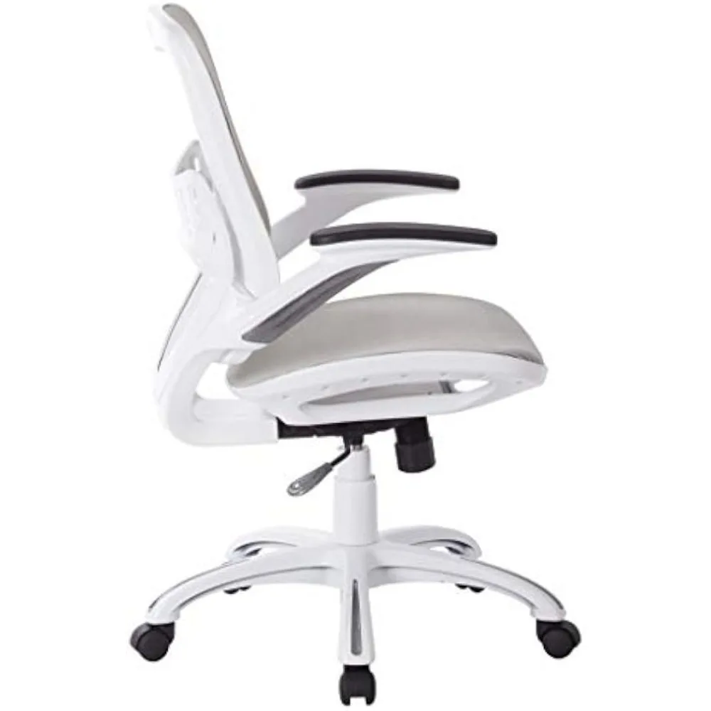 Office Star-Silla de escritorio de oficina con asiento y respaldo de malla transpirable, Base blanca, Blanca