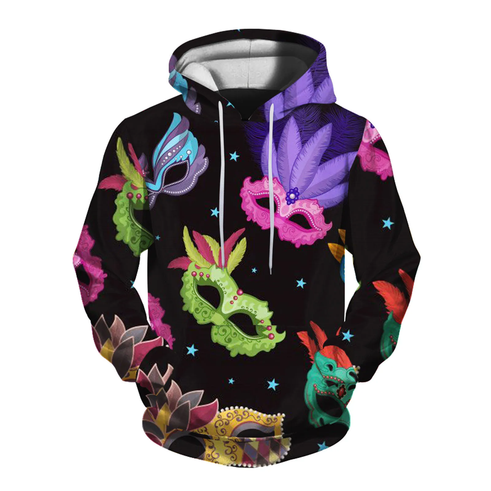 Carnival Graphic Mask Mardi Gras 3D Print Hoodies Men Women Hooded Sweatshirts Hoody Tracksuits Pullover Tops Coat Man Clothing