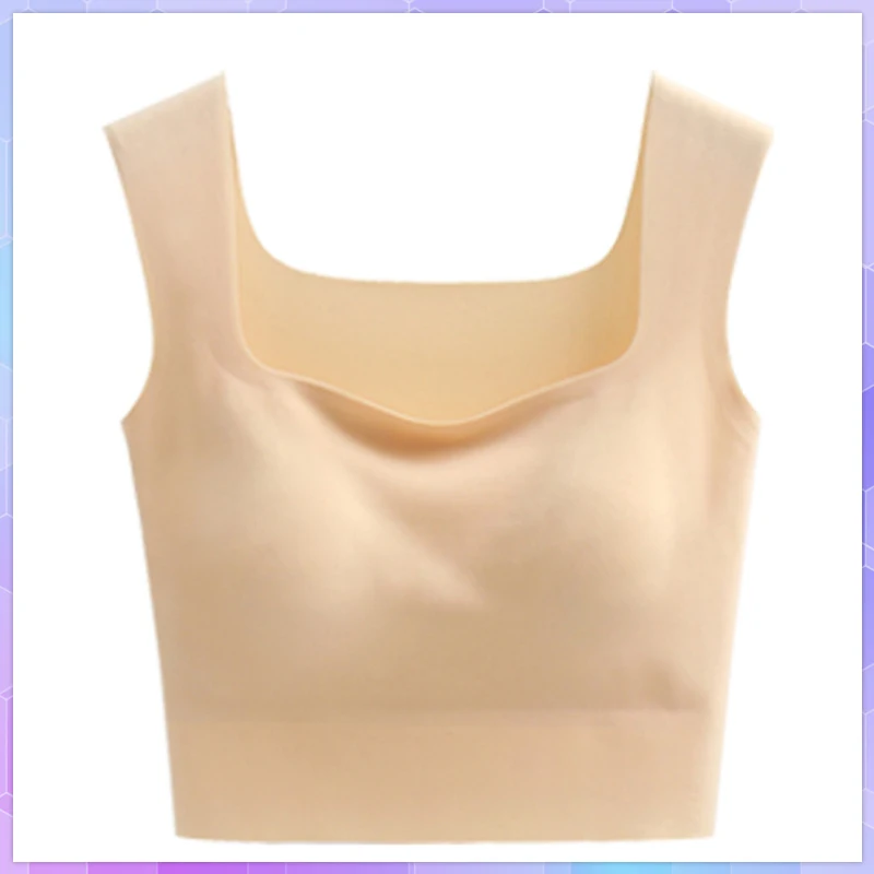 

Seamless Bra Tops For Women Sleeveless T-Shirt Sports Tank Crop Top With Built In Bra Gym Sports Bras Nonwire Underwear Cami Tee