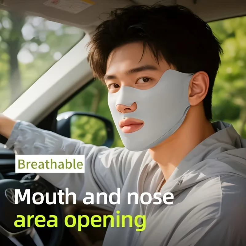 2 Stück Sommer-Gesichtsmaske aus Eisseide, Unisex, dünn, schnell trocknend, atmungsaktives Kopftuch mit Öffnungen für Augen, Nase und Mund, UV-Schutz