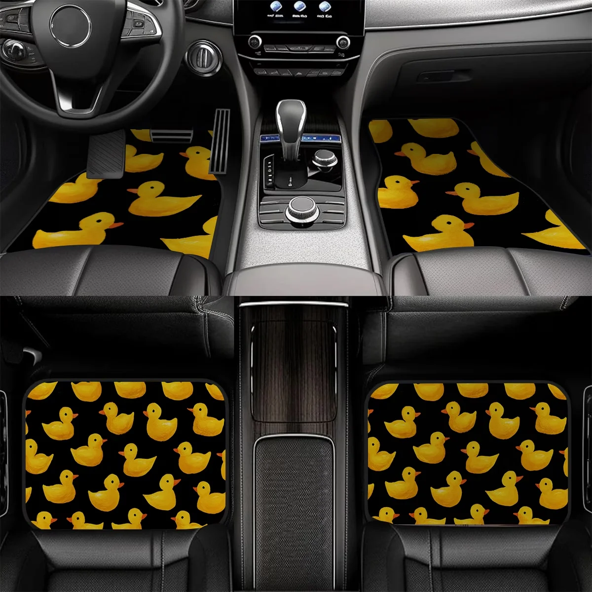4Pc, Non-Slip Material Car Floor Mats - Yellow Duck Pattern, Suitable for Sedans, Suvs, Interior Decorations, and Protection of the Car's Bottom