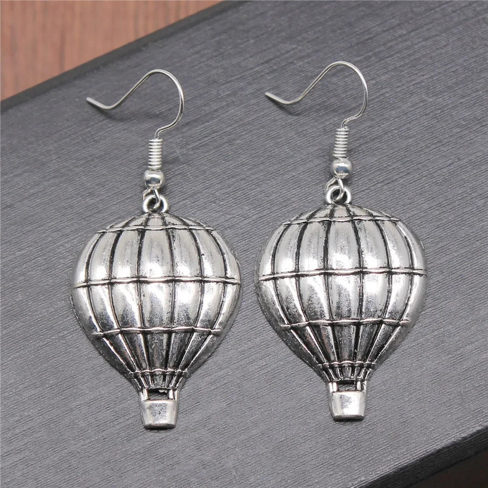 Fashion Handmade Simple Design Antique Silver Color Hot Air Balloon Pendant Earrings Drop Earrings image 3