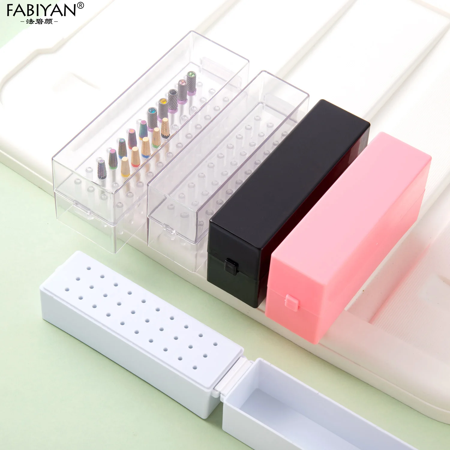 30/100 ثقوب ABS مسمار لقمة ثقب صندوق تخزين مسمار رأس مطحنة عرض موقف مانيكير اكسسوارات أدوات الأظافر