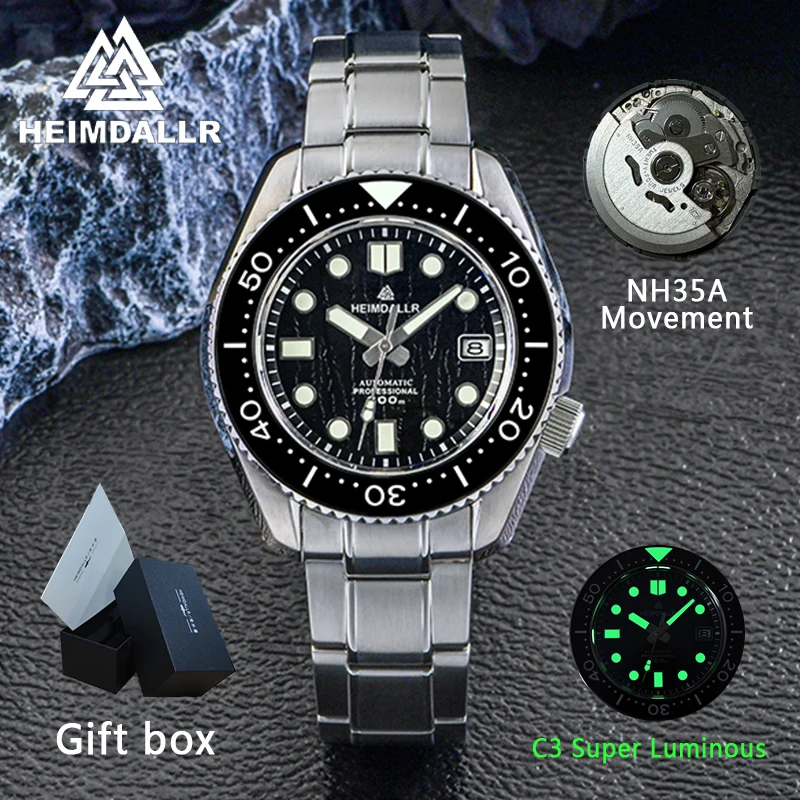 HEIMDALLR MM300 Diving Watch Stainless steel Watch 300M Waterproof Sapphire C3 Luminous For NH35 Automatic Movement Men watch