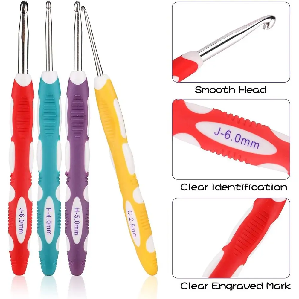 เข็มถักยาวแบบทำด้วยยางหลายขนาดแบบ DIY เข็มถักนิตติ้งตะขอเสื้อสเวตเตอร์