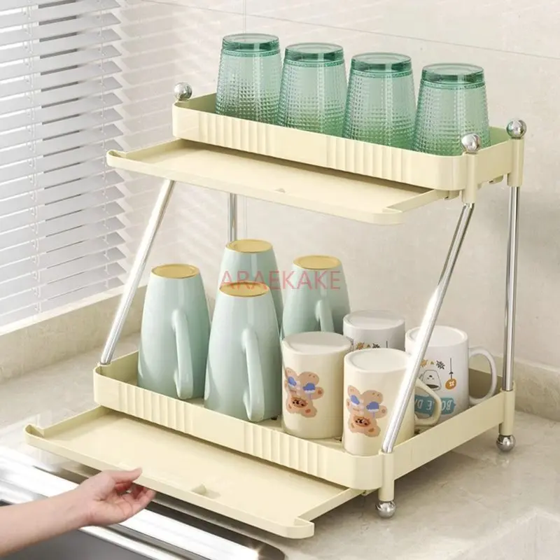 

1pcs Water cup storage rack, home storage rack, high-end feel, light luxury, draining tray, coffee mug, tea cup storage