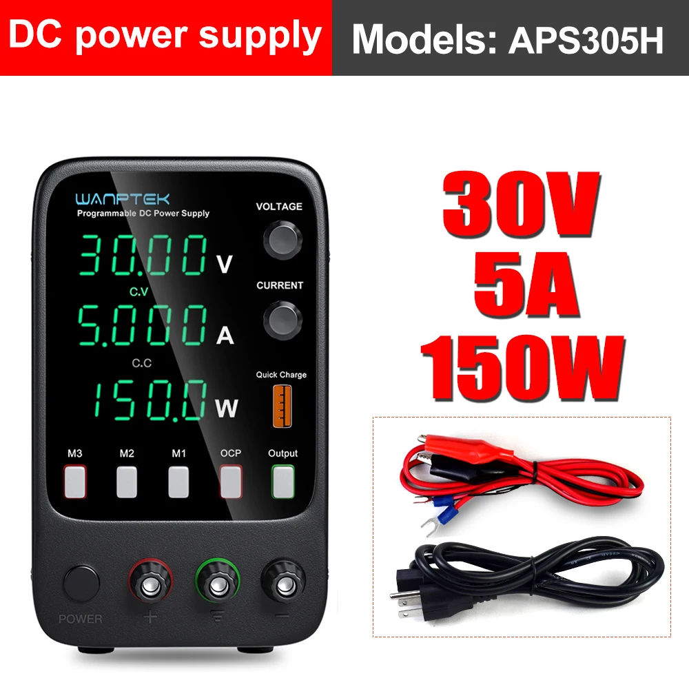 Wanptek Verstelbare DC Voeding 30V 10A Lab Programmeerbare Geheugenfunctie Bench Stroombron Spanningsregelaar Schakelaar 60V 5A