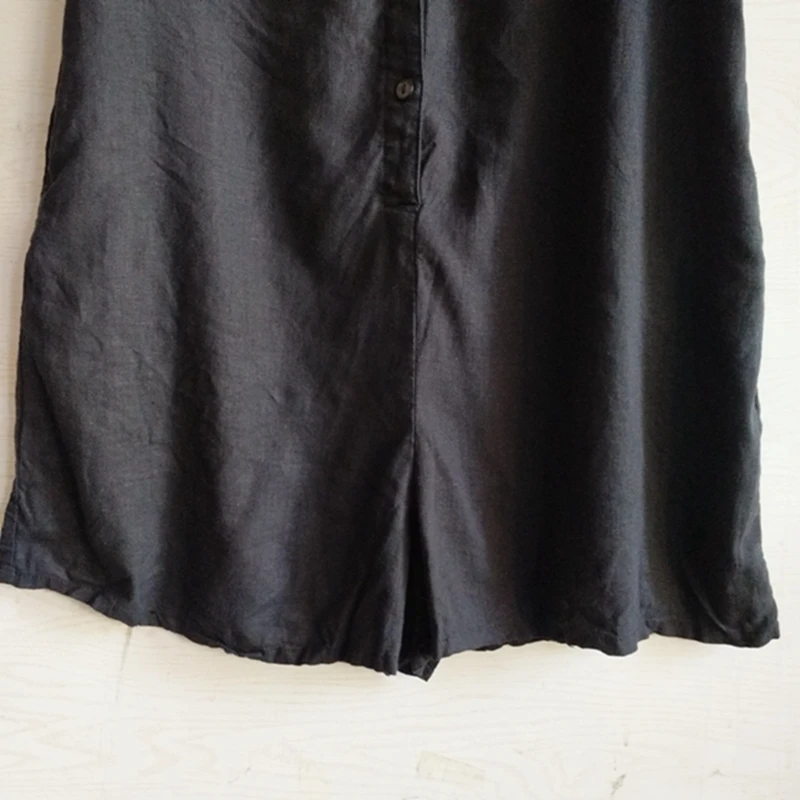 Casual Lin Rer Letnie Cienkie Spodnie z Dekoltem w Serek, Wyszczuplające, Luźne, Uniwersalne, z Średnim Stanem