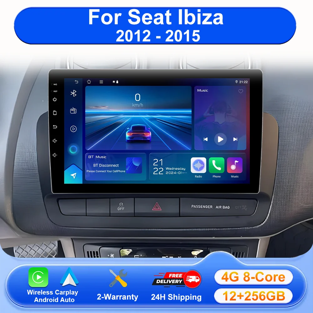 

Android 16 For Seat Ibiza 2012 - 2015 Android Auto Radio Car Multimedia Video Player 4G WIFI BT GPS Navigation No 2DIN DVD DSP