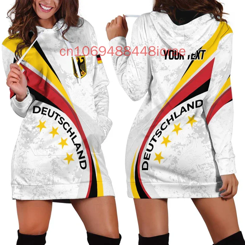 3D Gedrukt Duitsland Vlag Vrouwen Hoodie Jurk 2025, Nieuwe Harajuku Slanke Casual Lange Mouw Grappige Dames Hoodie Jurk