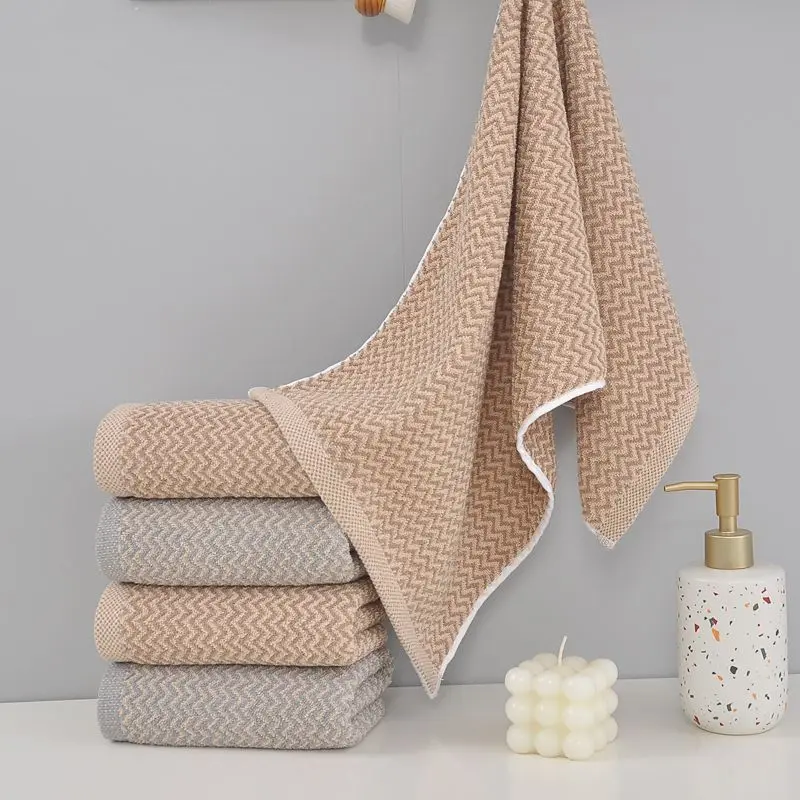 3-Piece Herringbone Cotton Towel Set, Ultra Soft Absorbent Quick-Dry Bath Towels For Bathroom, Gym, Spa, Travel, Adults Daily