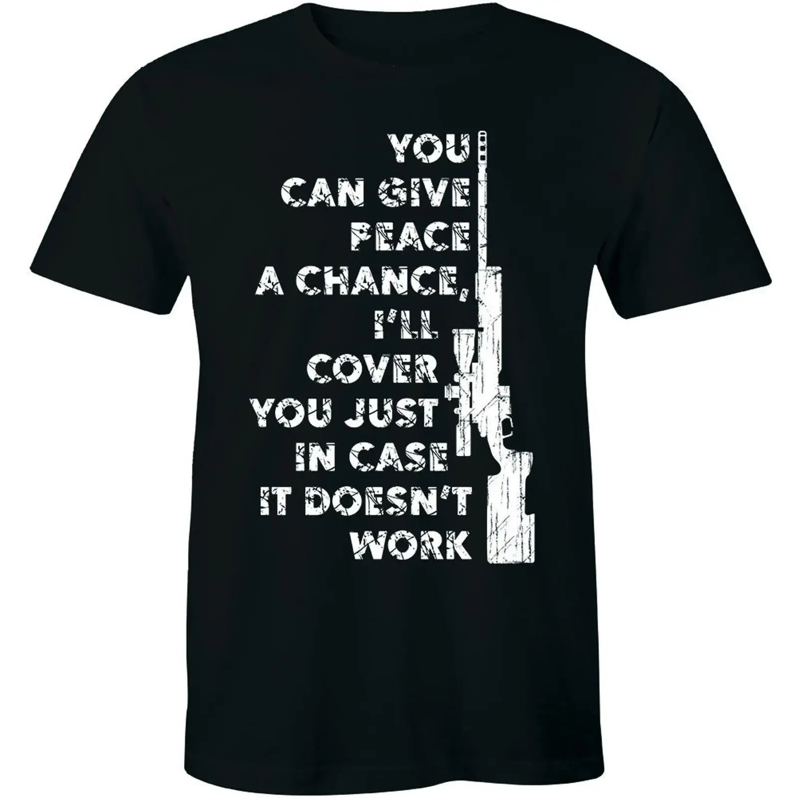 You Can Give Peace A Chance I'll Cover Incase It Doesn't Work Men's T shirt vintage Washed streetwear Versatile Soft