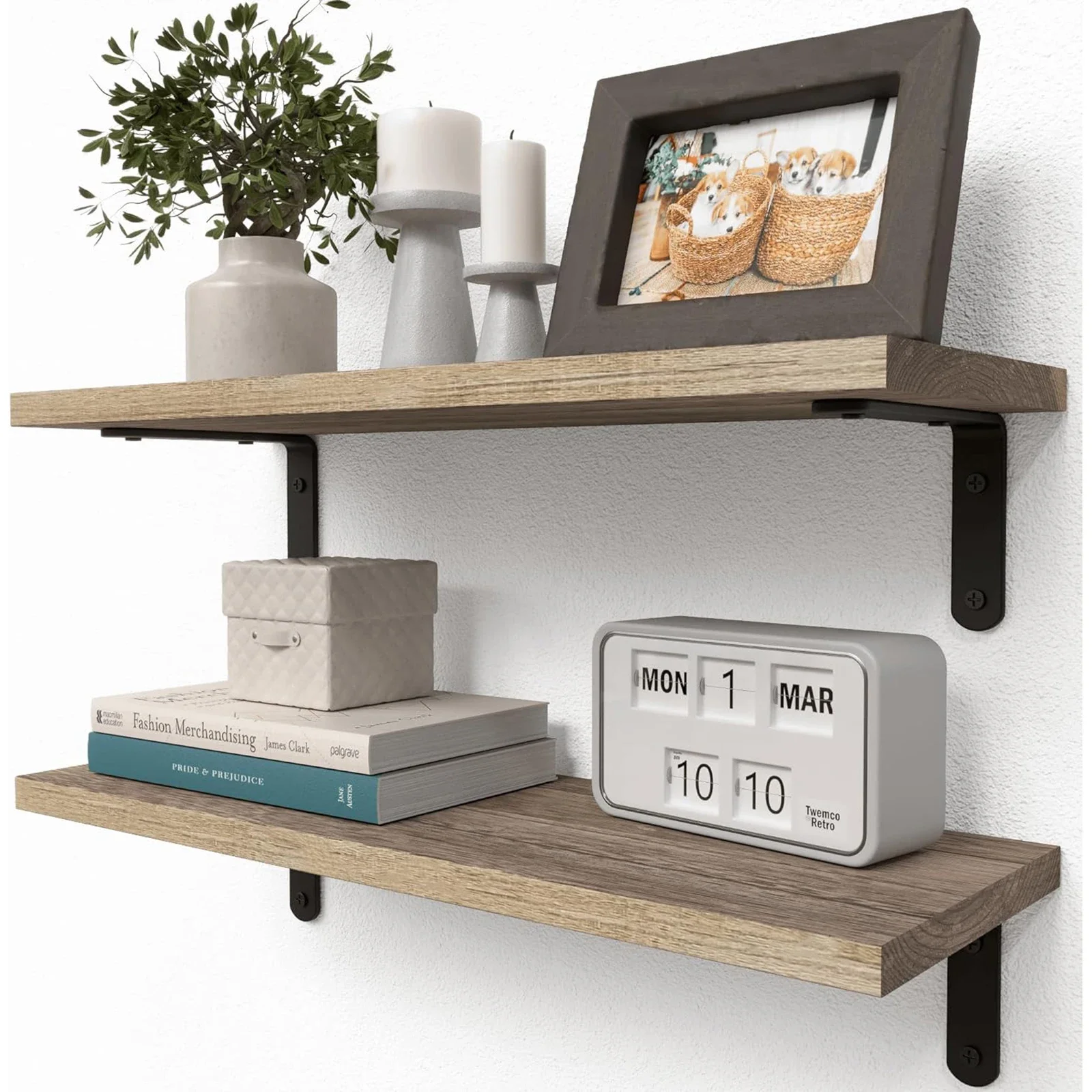 

Wooden Wall Floating Shelves, 2 Sets Shelves for Wall Décor, Bathroom Storage, Bedroom, Living Room Kawaii shelves Soap holder
