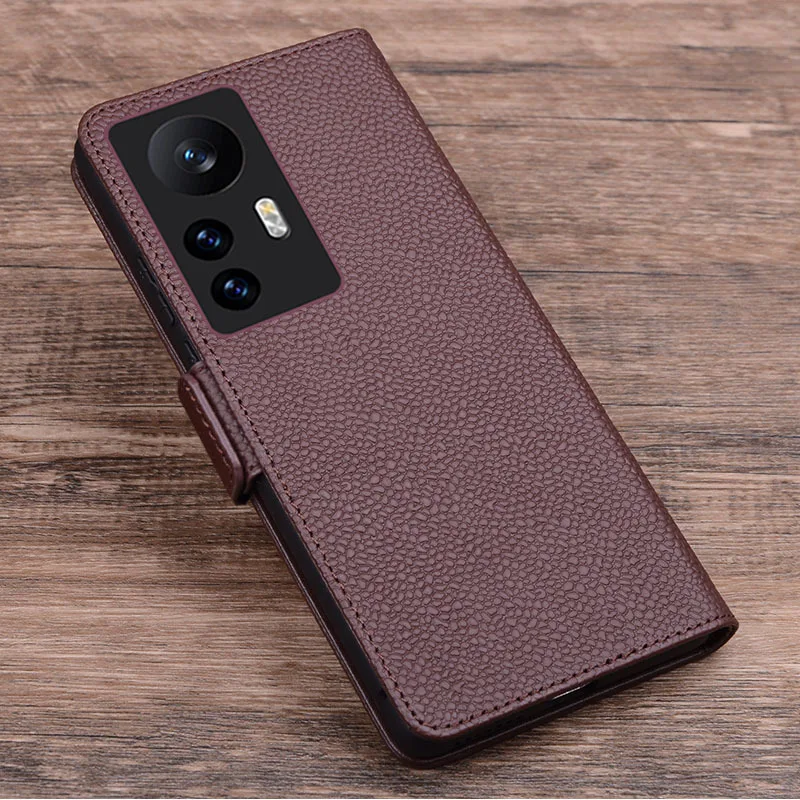 Hot Sales Luxury Genuine Leather Flip Phone Case For Xiaomi Mi 12 12x Pro Leather Half Pack Phone Cover Procases Shockproof