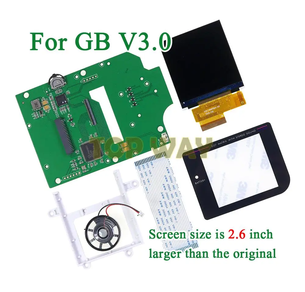 1set 2.6 Inch IPS Backlight Backlit LCD Kit For GameBoy DMG GB V3.0 DMG Console LCD Screen With Glass Lens Replacement