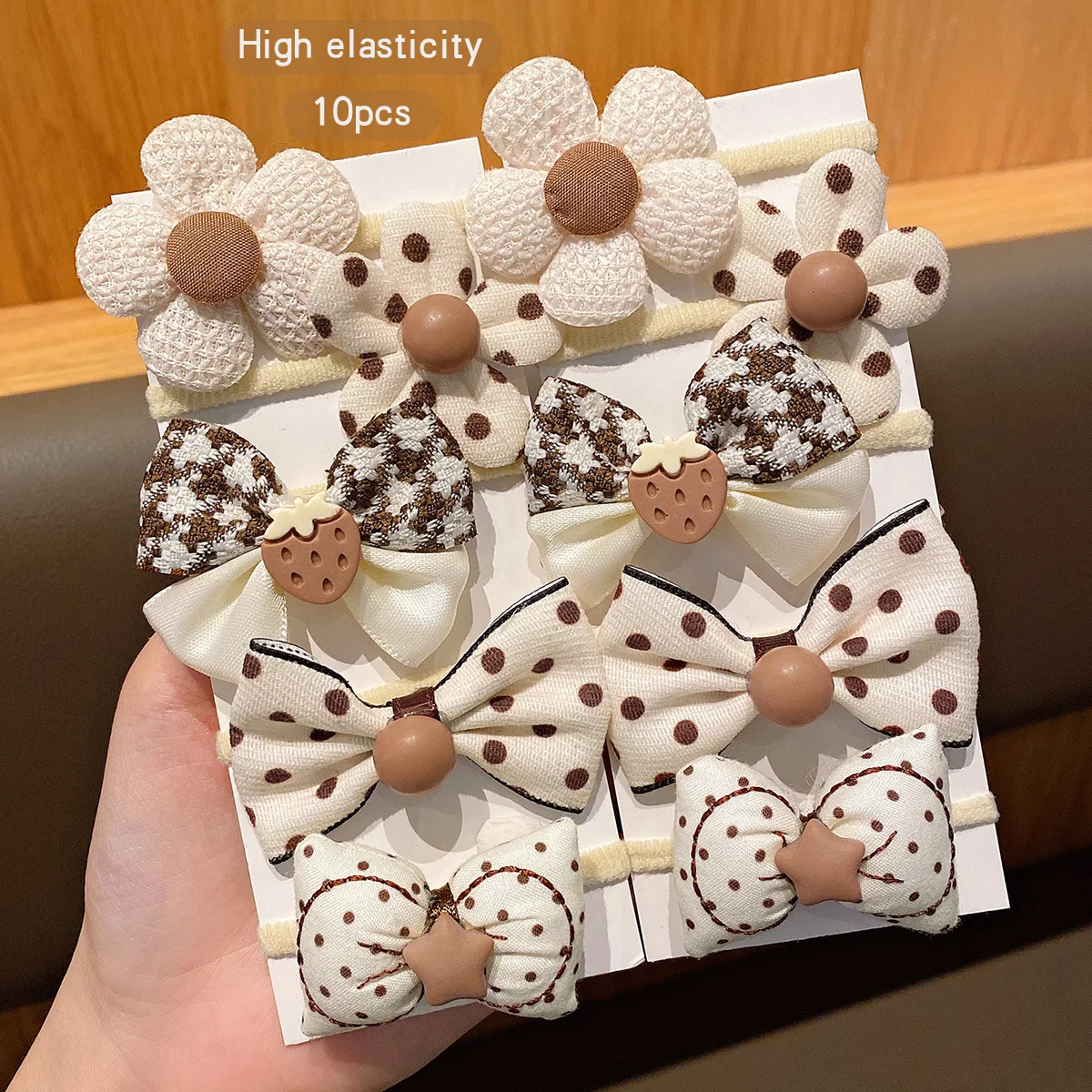 10 Korean version flower bow elastic bands, sweet and cute hair accessories suitable for daily use