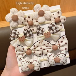 10 Korean version flower bow elastic bands, sweet and cute hair accessories suitable for daily use