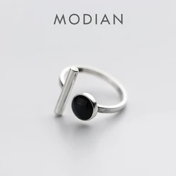 Modian New Fashion 925 Sterling Silver Simple Geometric Ring for Women Free Size Ring Hiphop Style Fine Jewelry Accessories