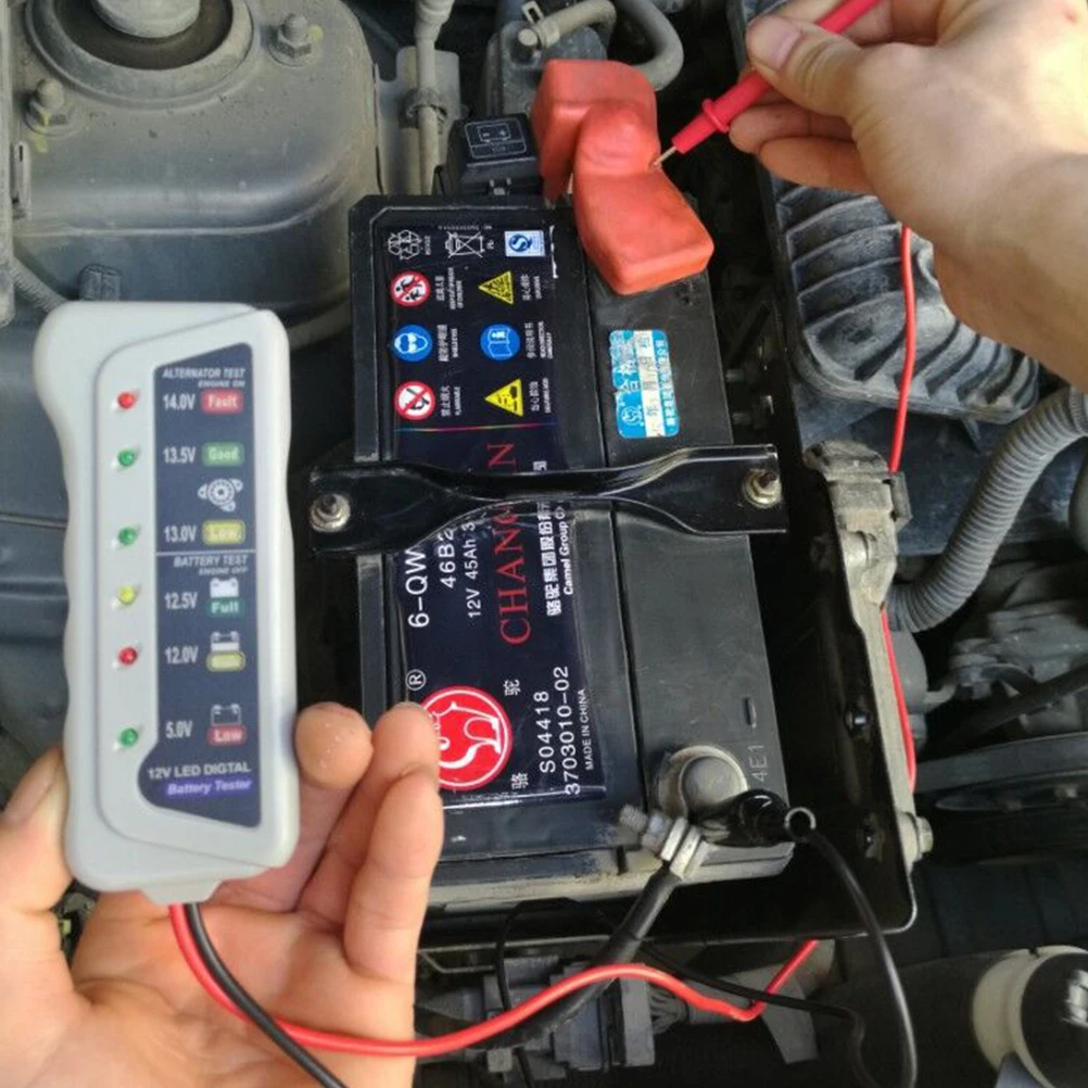 

12V Tester Digital Monitor Charging System Analyzer Multimeter Measurer Durable Practical LED Safe Simple Reverse Hookup