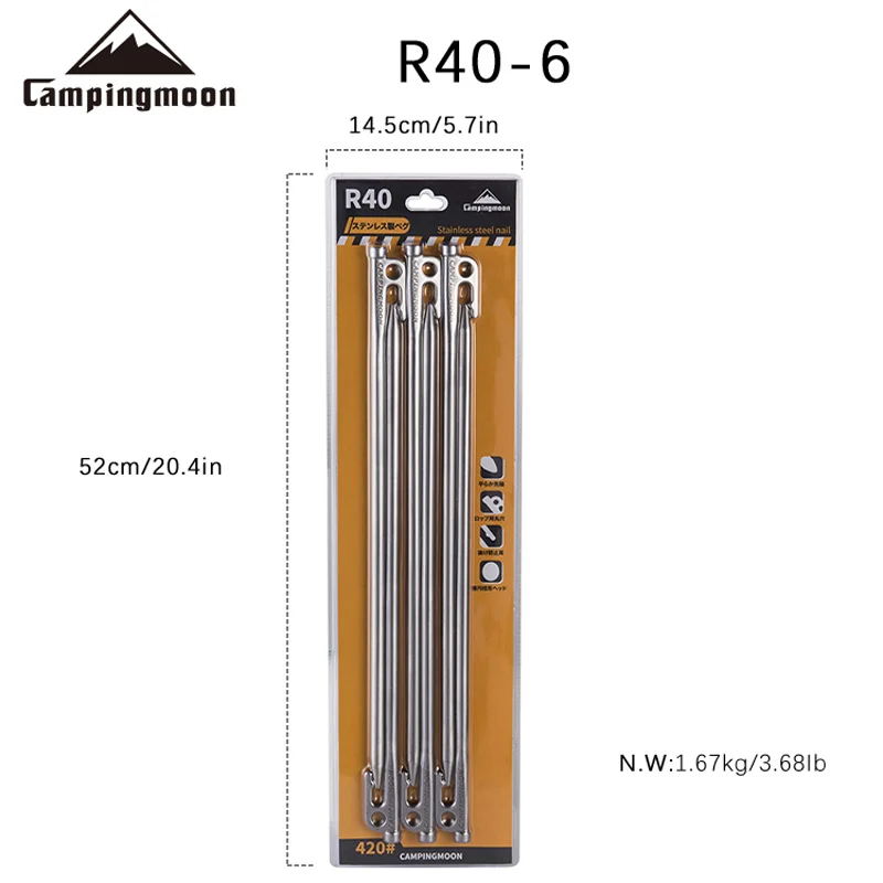 Campingmoon gorąca wyprzedaż śledź namiotowy do namiotu tytanowy namiotowy palik ultralekki metalowy kemping na zewnątrz, podróżujący 45 # stalowy CN;ZHE