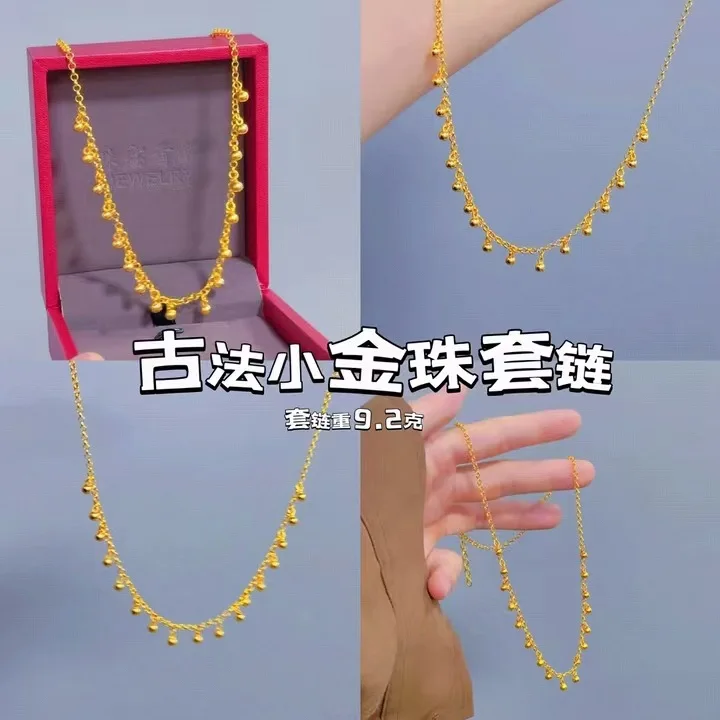 au999 Smart Zixia fairy with ancient 24K real gold set chain fashion temperament clavicle chain