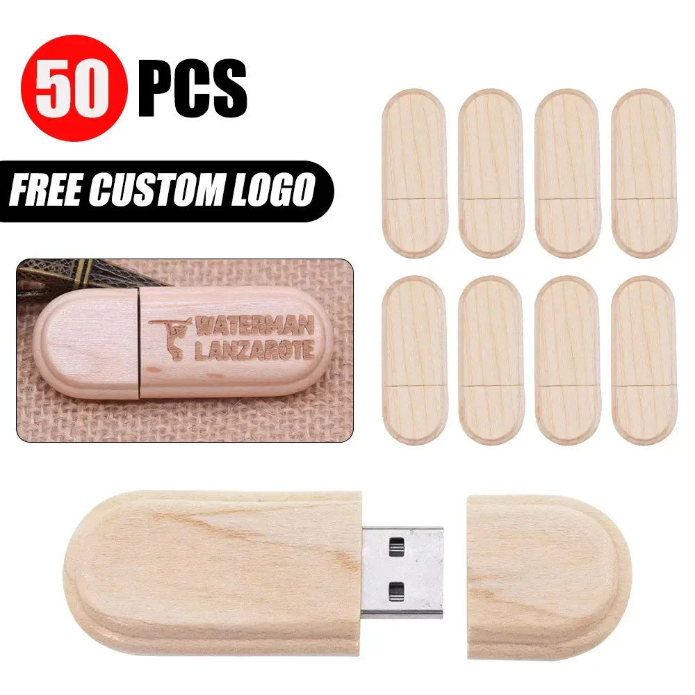 50 unids/lote unidad flash USB de alta velocidad de madera con logotipo gratis 128GB 64gGBUsb stick 32GB 16GB unidad de memoria para regalos de fotografía de boda