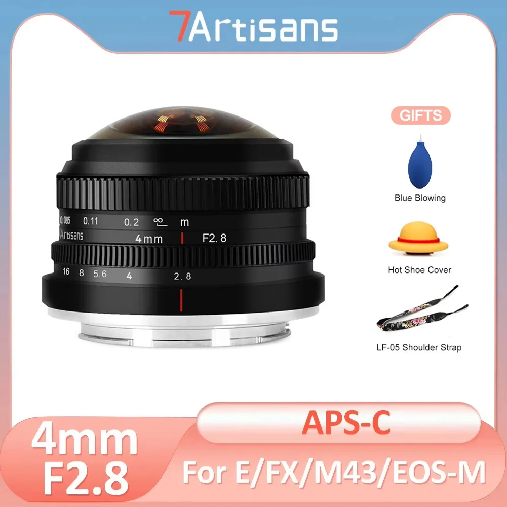 7artisans 4mm F2.8 Full Frame Ultra Wide Angle Fisheye Lens for sony E Fuji X Canon EOS M M43 Micro Four Third a7c a6600 xt5 xs