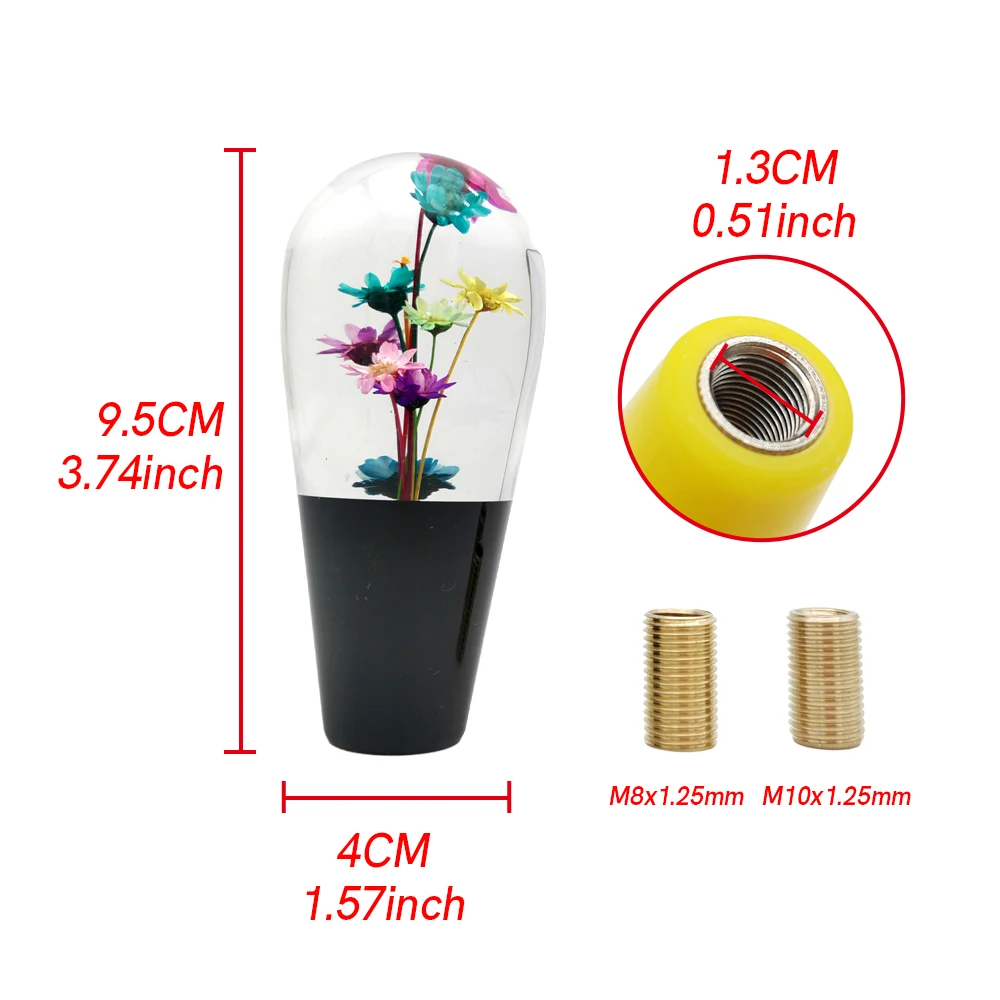 JDM Car Accessories 10CM Flower Gear Shift Knob 5 Colors Manual Acrylic Crystal Transparent Gear Shifter Lever Change Knob